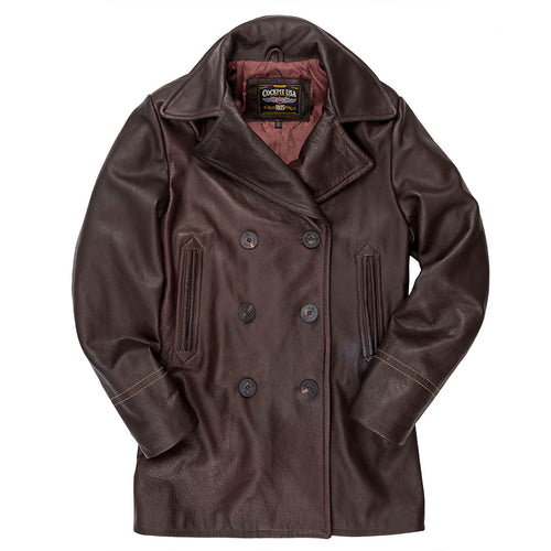 Leather Pea Coat Z21V030