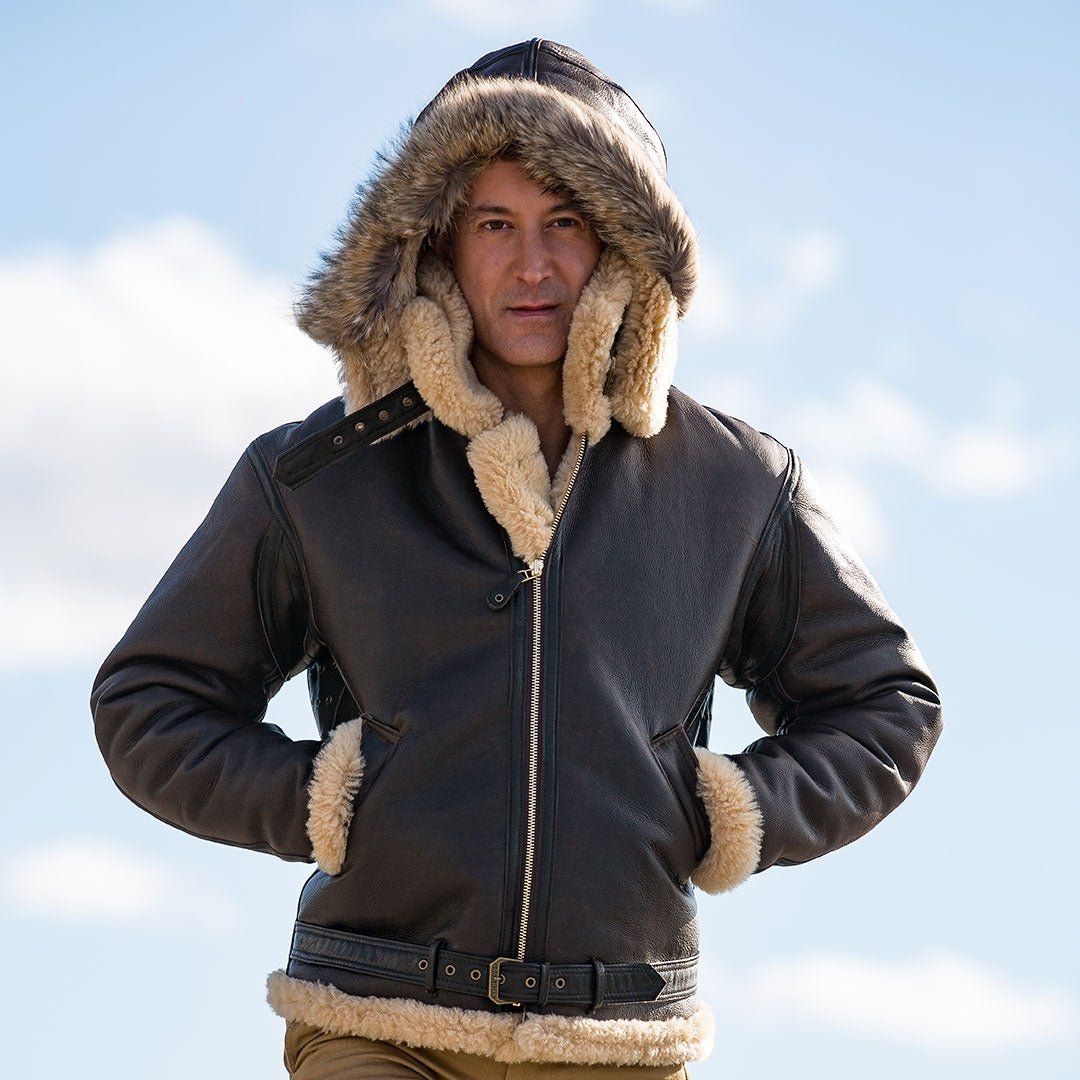 Dunkirk RAF Shearling Hooded Bomber Jacket - Leather
