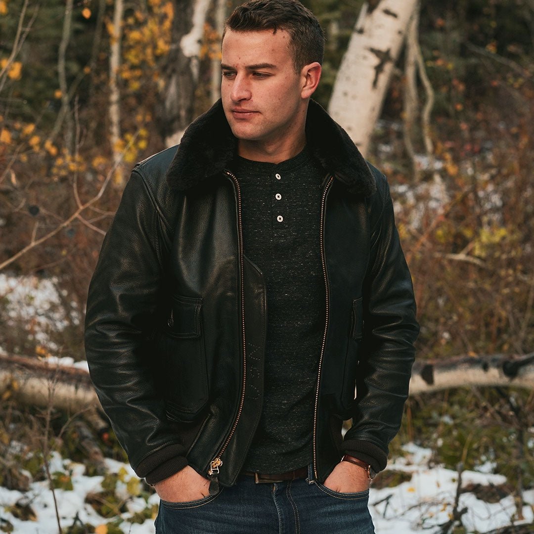 Flight Jacket with Removable Fur Collar | Cockpit USA