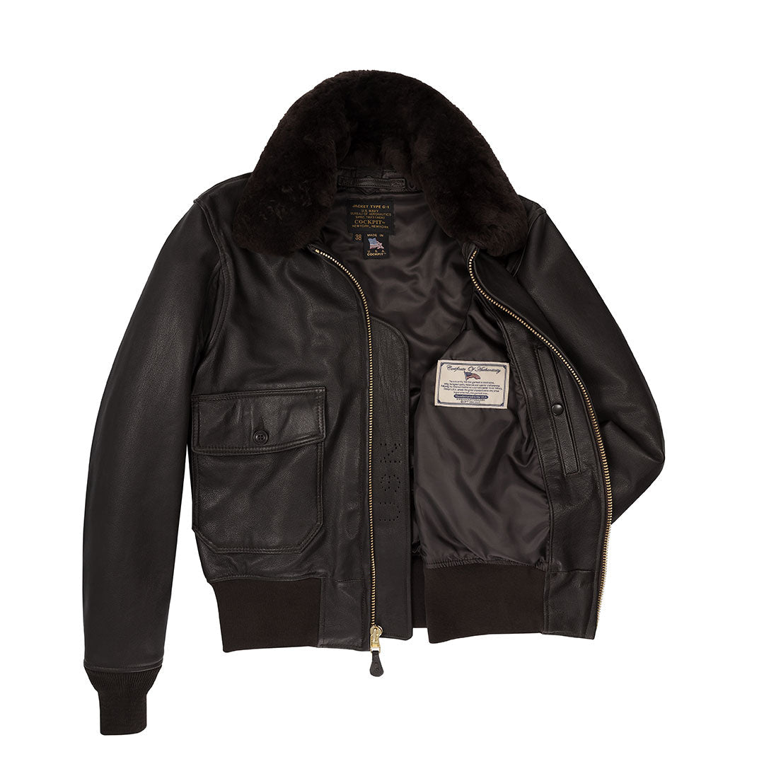 Flight Jacket with Removable Fur Collar | Cockpit USA
