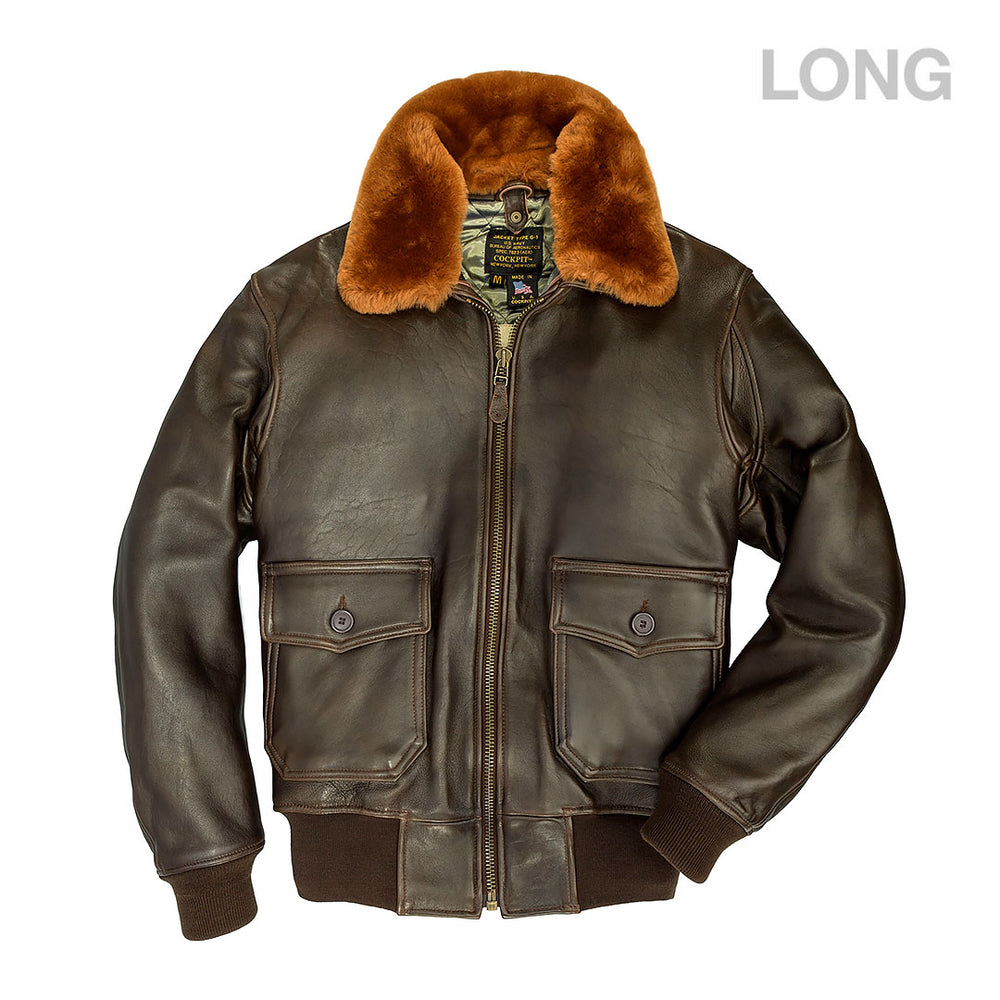 U.S. Navy Lambskin G-1 Flight Jacket (LONG)-Brown