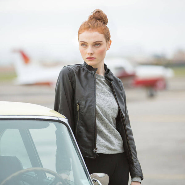 Motorcycle Cafe Racer Jacket in black