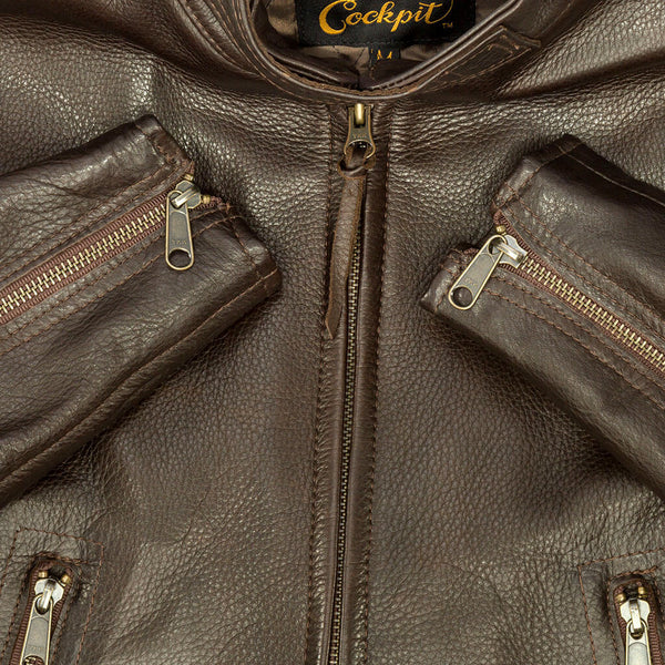 Motorcycle Cafe Racer Jacket in brown