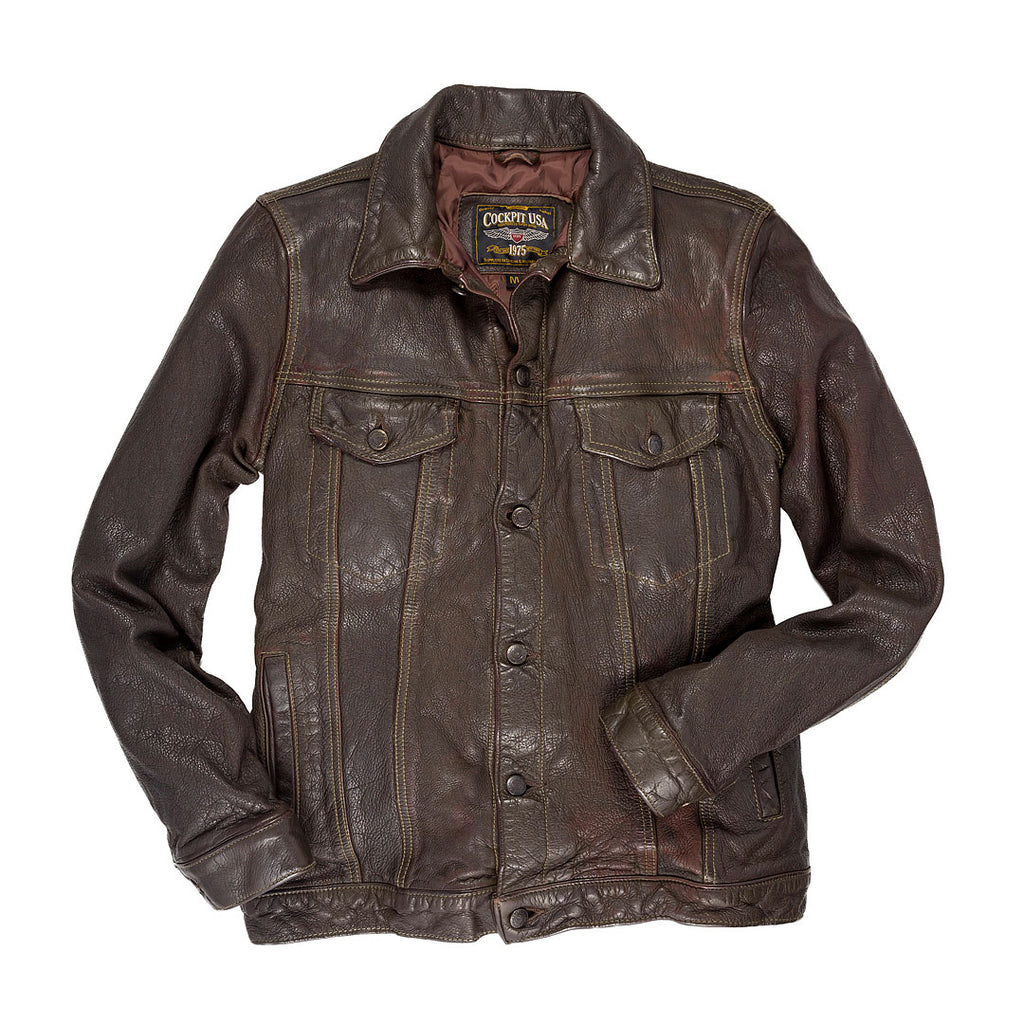 Stonewashed Leather Jean Jacket