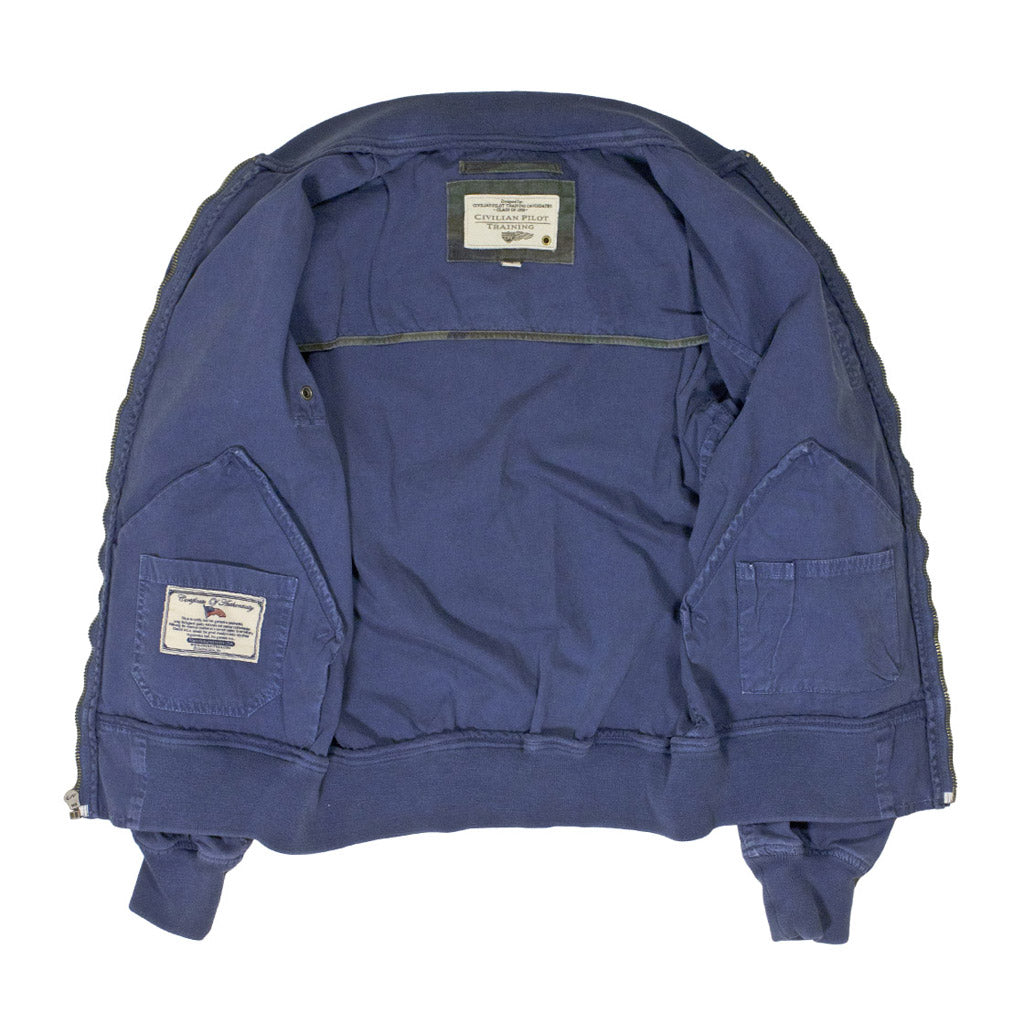 Sun Faded Cotton MA-1 Jacket in blue lining