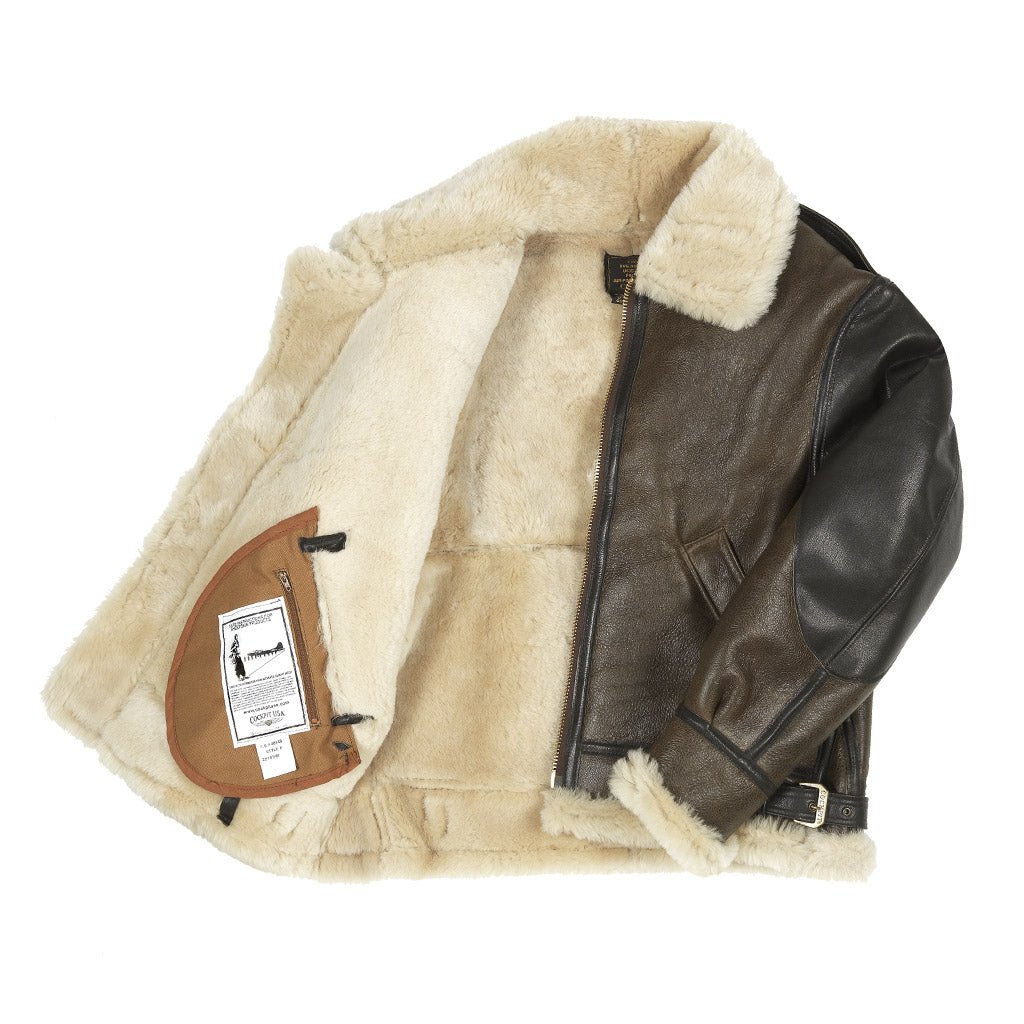 B3 Leather Sheepskin Bomber Jacket With Throat Latch