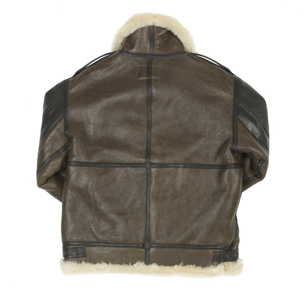 B3 Leather Sheepskin Bomber Jacket With Throat Latch