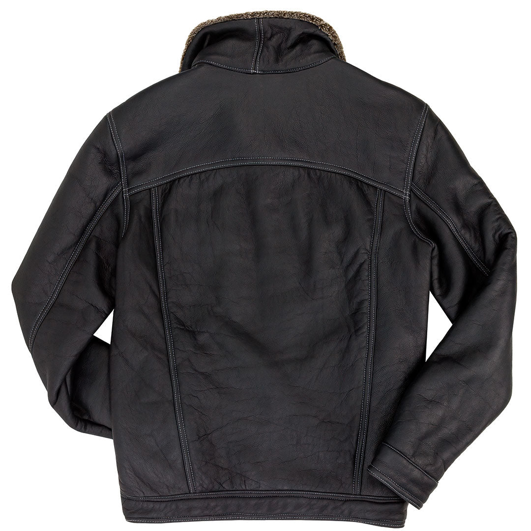 Sheepskin Trucker Jacket | Men's Black Leather Trucker Jacket
