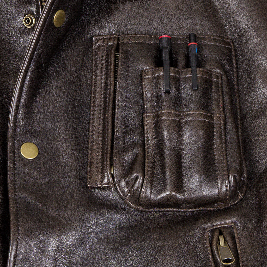 The Stearman Leather Vest (Long) detail
