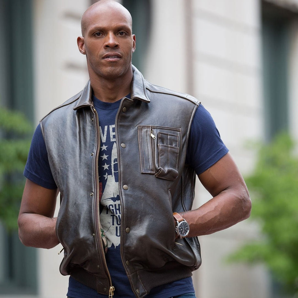 The Stearman Leather Vest Z2129V - Cockpit USA Men