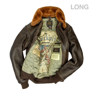 U.S. Navy Lambskin G-1 Flight Jacket (Long) Z201035ML in Brown - Cockpit USA Men