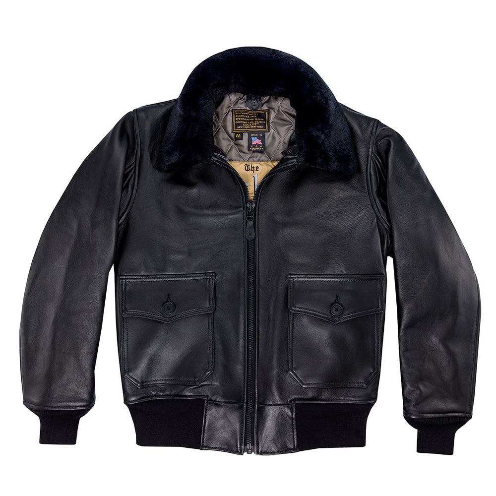 U.S. Navy Lambskin G-1 Flight Jacket Z201035M in Black - Cockpit USA Men
