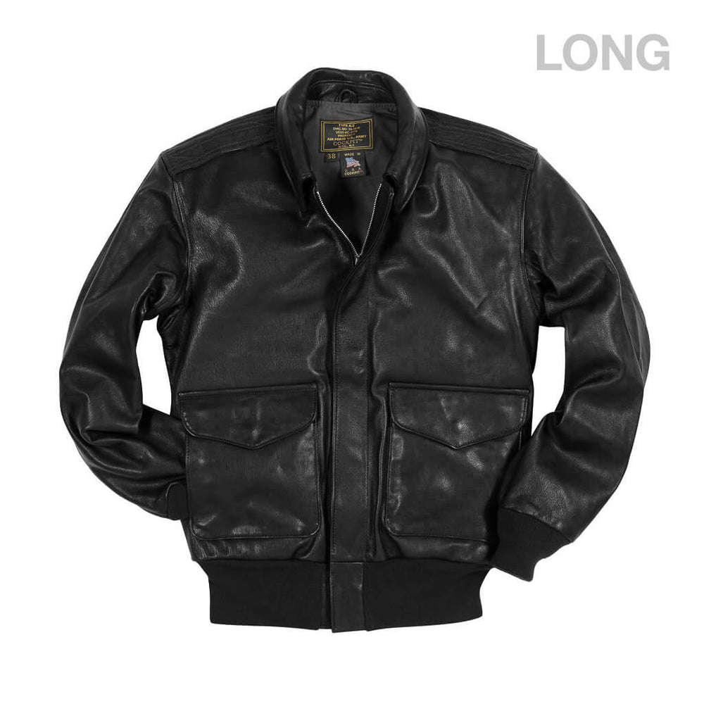 U.S.A.F. 21st. Century A-2 Jacket (Long) Z21V41L in Black - Cockpit USA Men