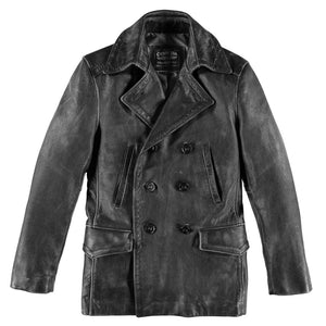 Vintage Leather Naval Officer's Coat Z21P019 - Cockpit USA Men