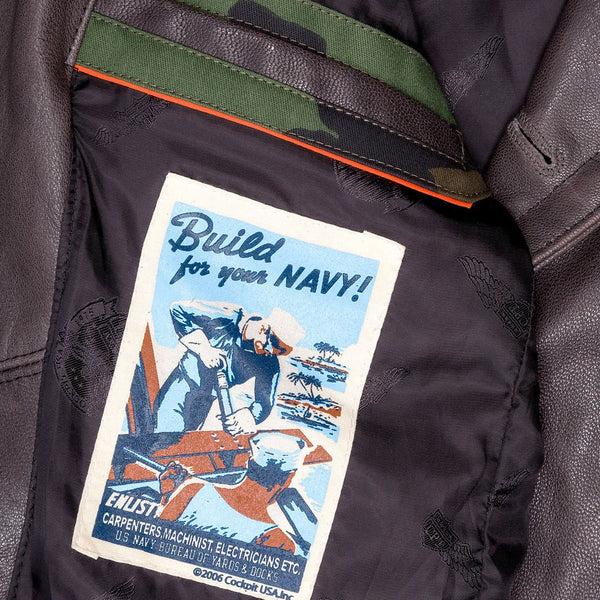 Vintage Leather Naval Officer's Coat Z21P019 - Cockpit USA Men