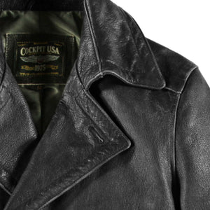 Vintage Leather Naval Officer's Coat Z21P019 - Cockpit USA Men