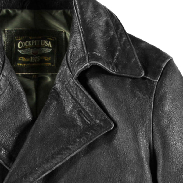 Vintage Leather Naval Officer's Coat Z21P019 - Cockpit USA Men