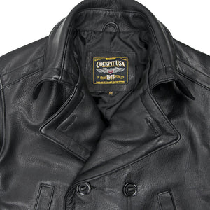 Vintage Leather Naval Officer's Coat Z21P019 - Cockpit USA Men