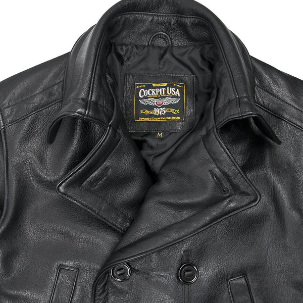Vintage Leather Naval Officer's Coat Z21P019 - Cockpit USA Men