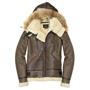 Womens Hooded Sheepskin Jacket - Cockpit USA