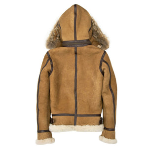 Women's Hooded B-3 Bomber Jacket suede detail