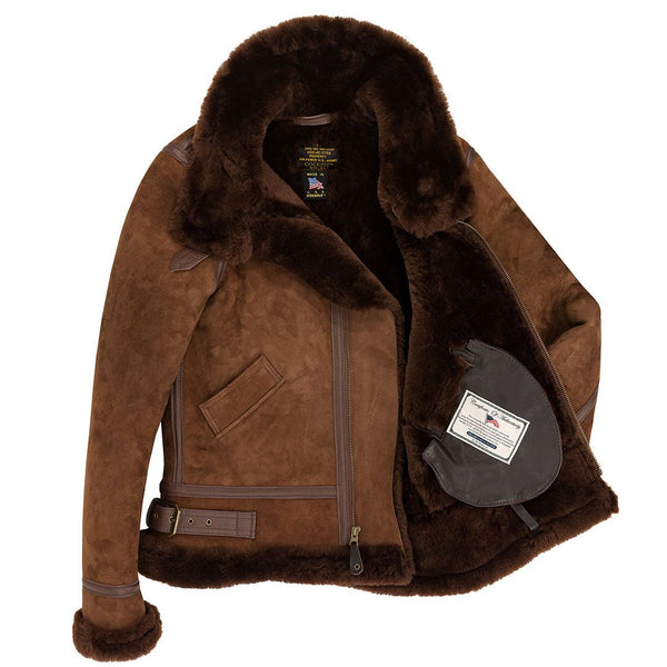 Women's B-3 Suede Bomber Jacket in Brown W72N200 - Cockpit USA Women