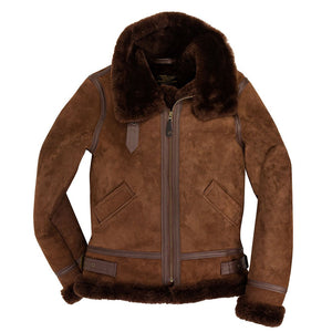 Women's B-3 Suede Bomber Jacket in Brown W72N200 - Cockpit USA Women