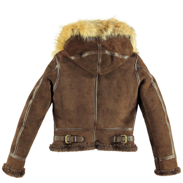 Women's Hooded B-3 Bomber Jacket in Brown W72N300 - Cockpit USA Women