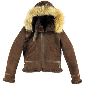 Women's Hooded B-3 Bomber Jacket in Brown W72N300 - Cockpit USA Women