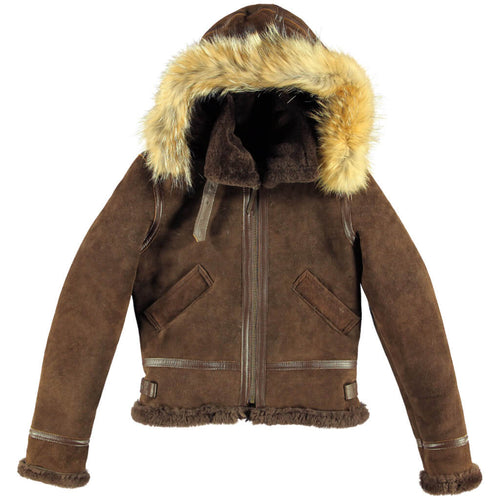 Women's Hooded B-3 Bomber Jacket in Brown W72N300 - Cockpit USA Women