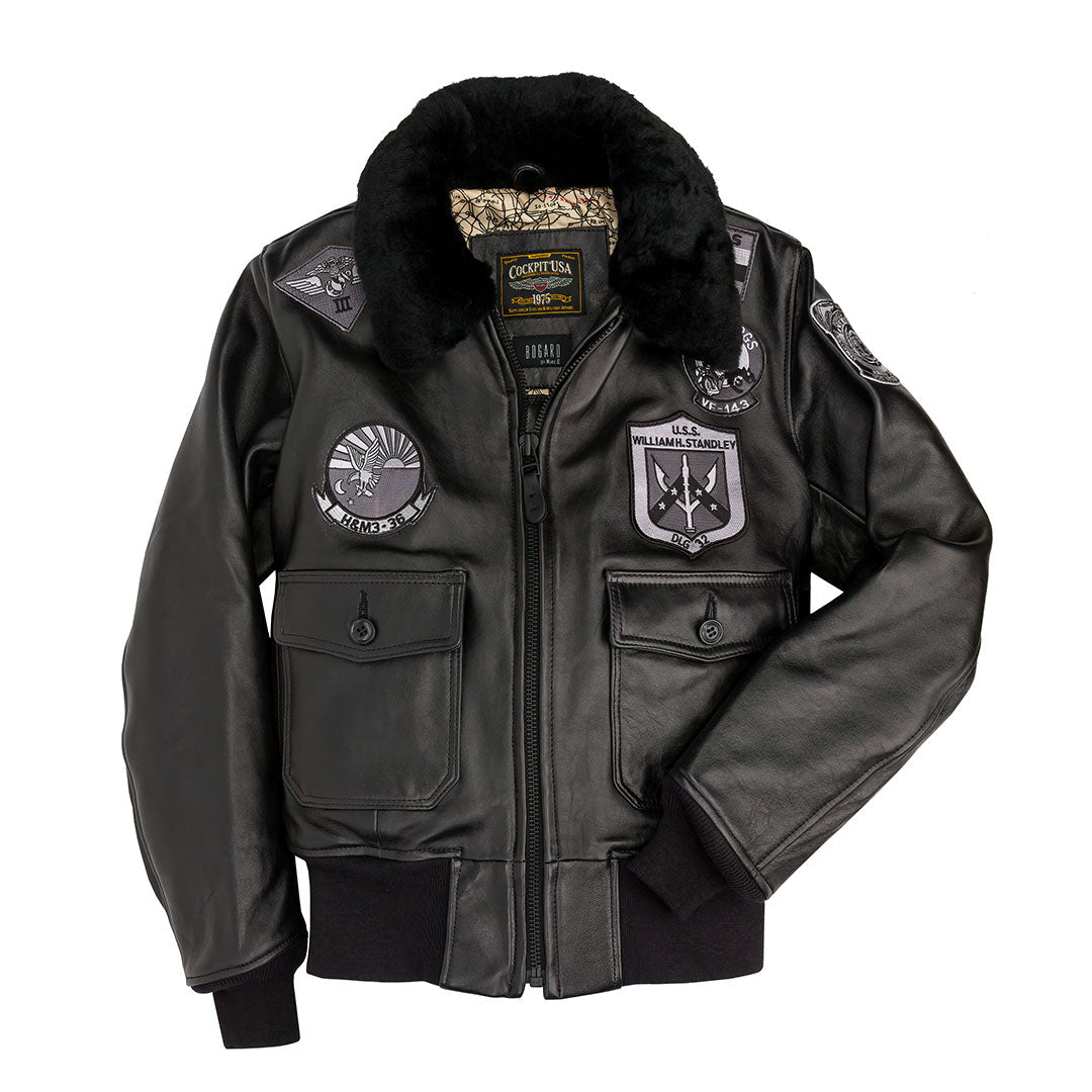 Women's Black Flight Jacket | All-Black Top Gun Jacket