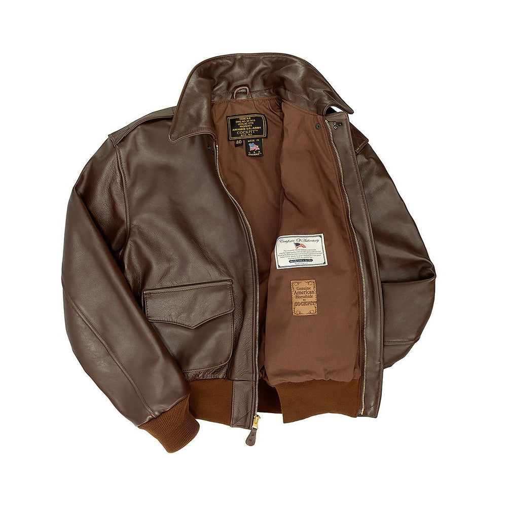 WWII Government Issue A-2 Jacket (Long) Z2107HL in Brown - Cockpit USA Men