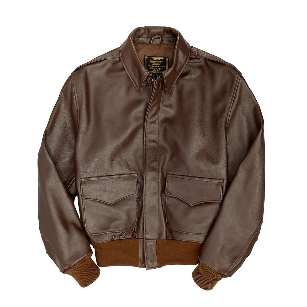 WWII Government Issue A-2 Jacket (Long) Z2107HL in Brown - Cockpit USA Men