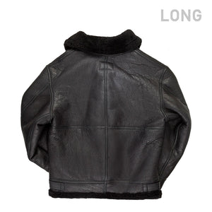 All Black B-3 Hooded Sheepskin Bomber Jacket Long - Cockpit USA