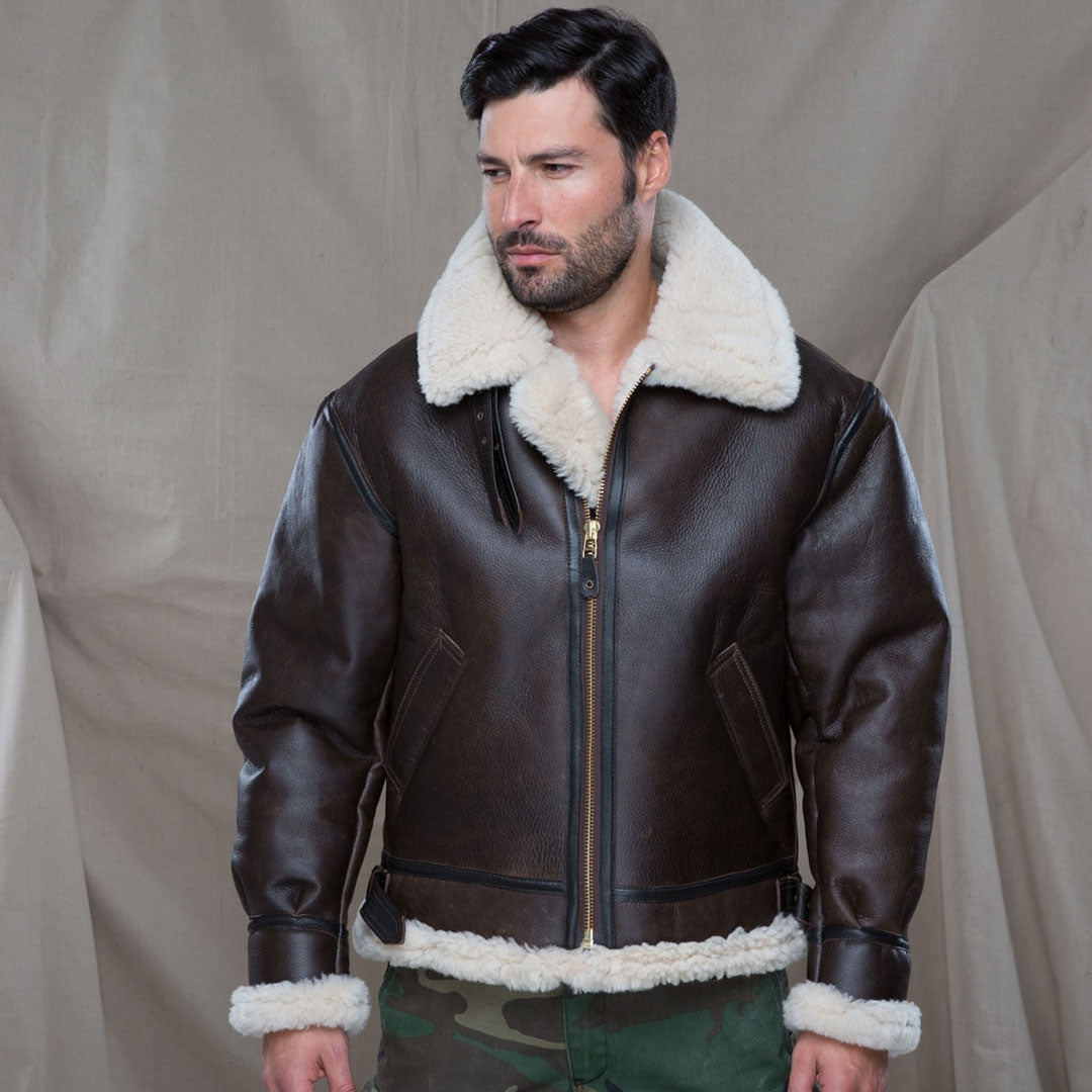 Fur Lined Leather Flying Jacket by Mean and Green