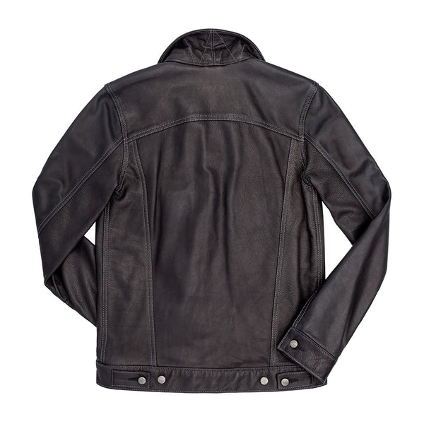 Calfskin Leather Jean Jacket