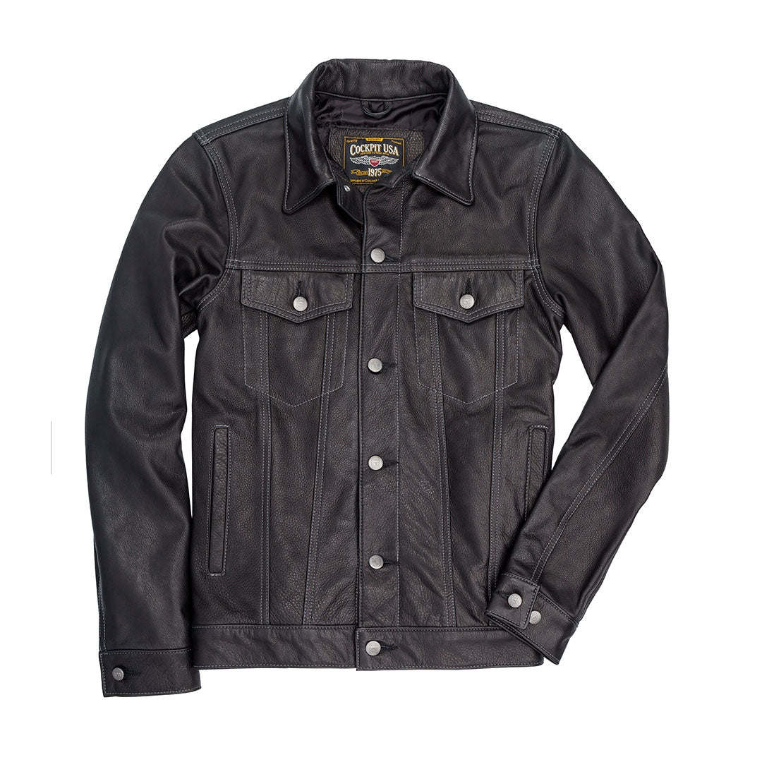 Leather Demin-Style Jacket (Calfskin) - Men's | Cockpit USA, image size:1080x1080