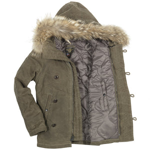 Mountain Fur Hood Coat-Cement